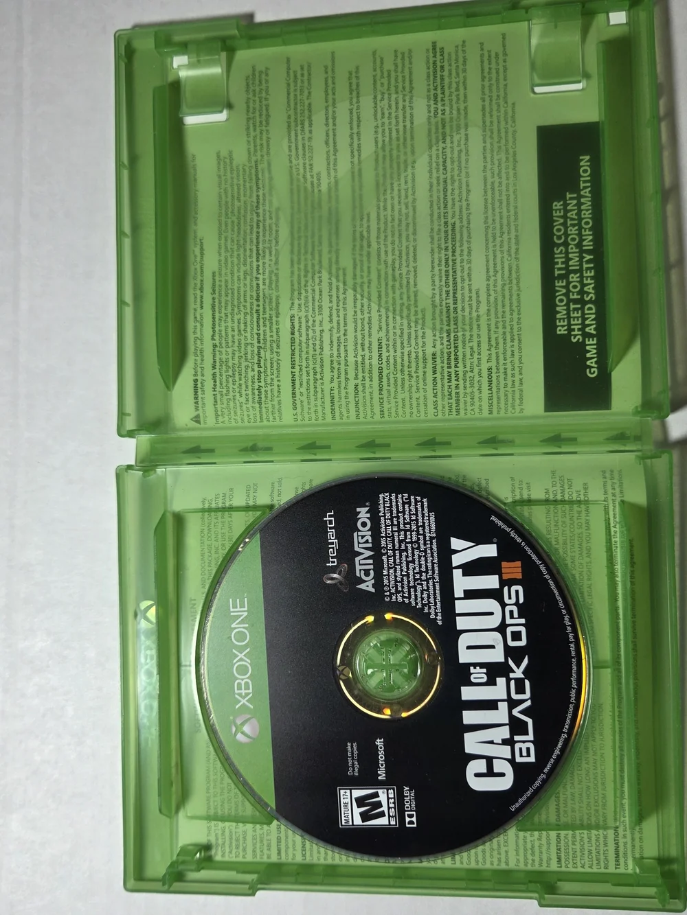 Activision Call of Duty Black Ops III Xbox One M 2015 Shooter Zombies Co-op